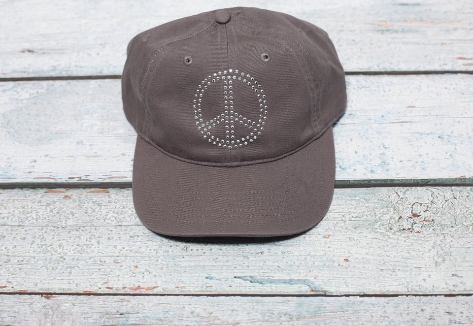 Peace Sign Rhinestud Unisex Baseball Cap