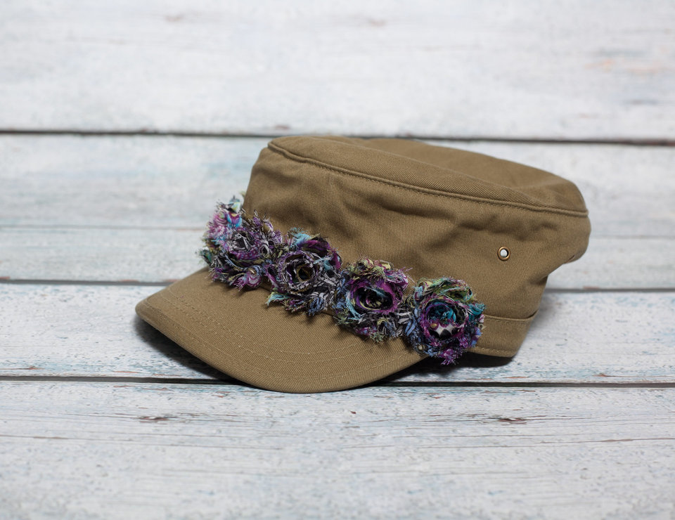 Flowered Organic Cotton Corps Hat